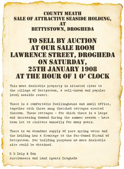 History Article Article advertising the auction of the Cottages in 1908