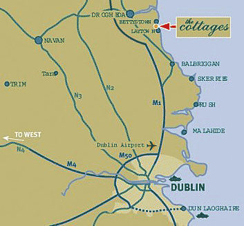 Map showing location of the Cottages