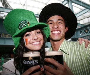 Young people enjoying St Patrick's Day Festivities