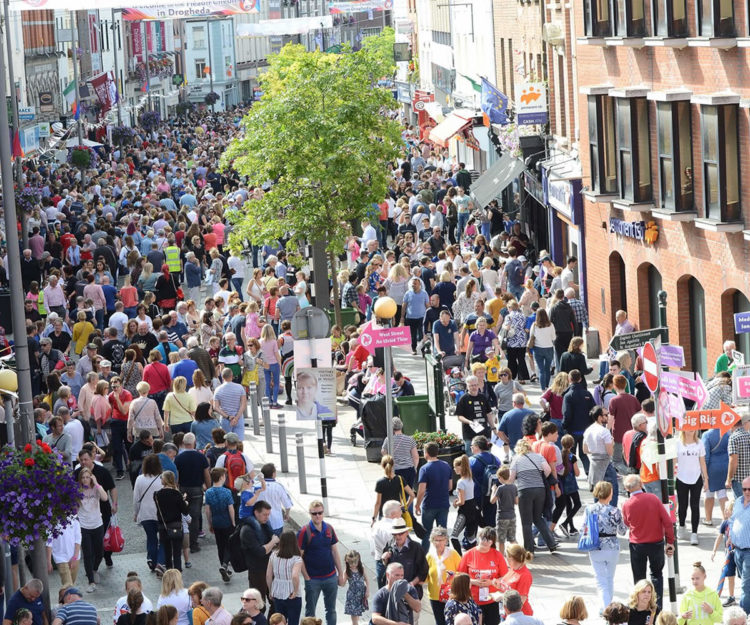 People enjoying the Fleadh Cheoil festival