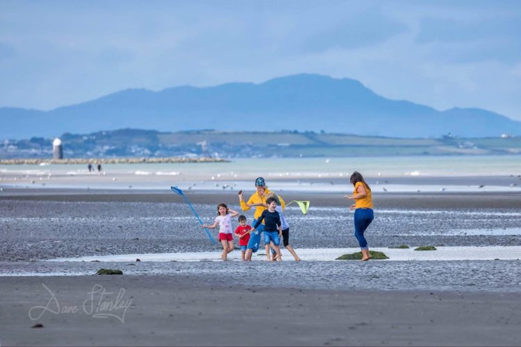 Family playing on beach