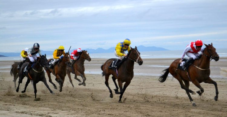 Horses racing on the beach
